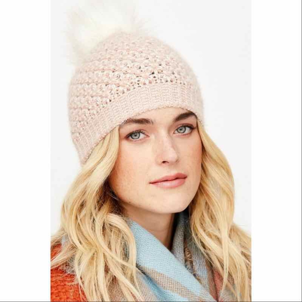LAST ONE! Two Tone Pom Hat-PINK - Picture 3 of 3